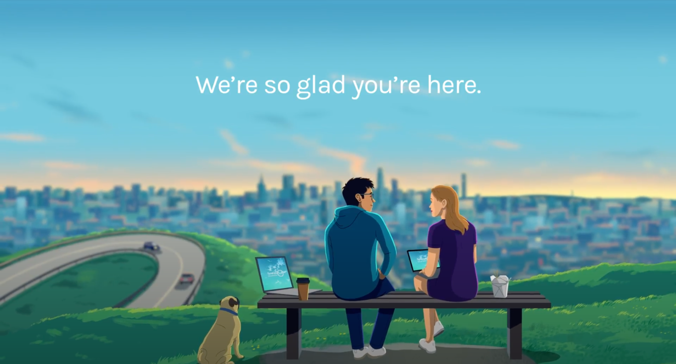 A man and a woman are sitting on a bench with a dog.