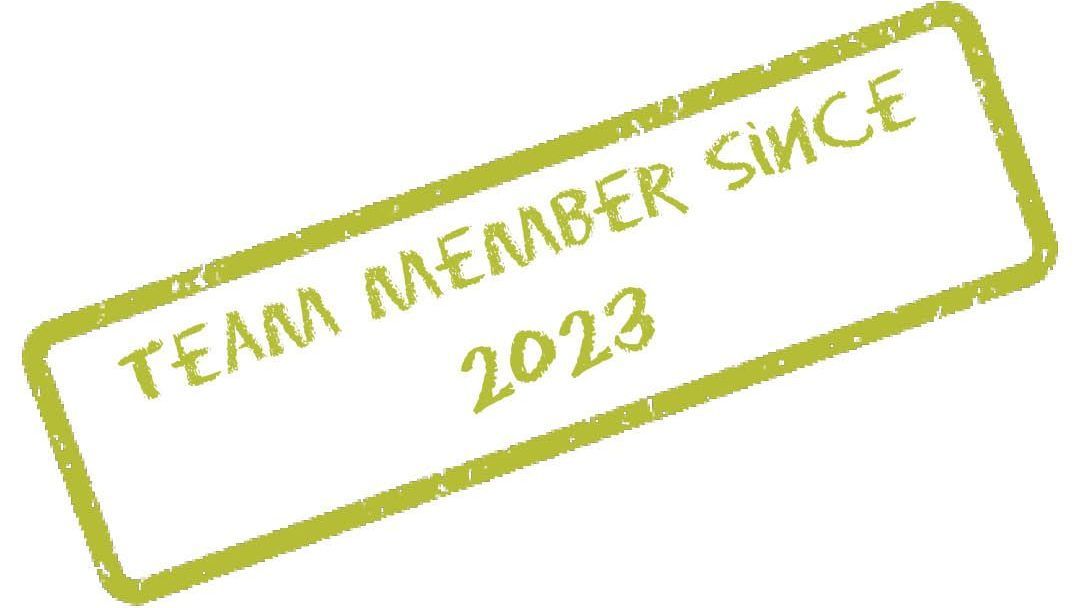 A green stamp that says team member since 2023