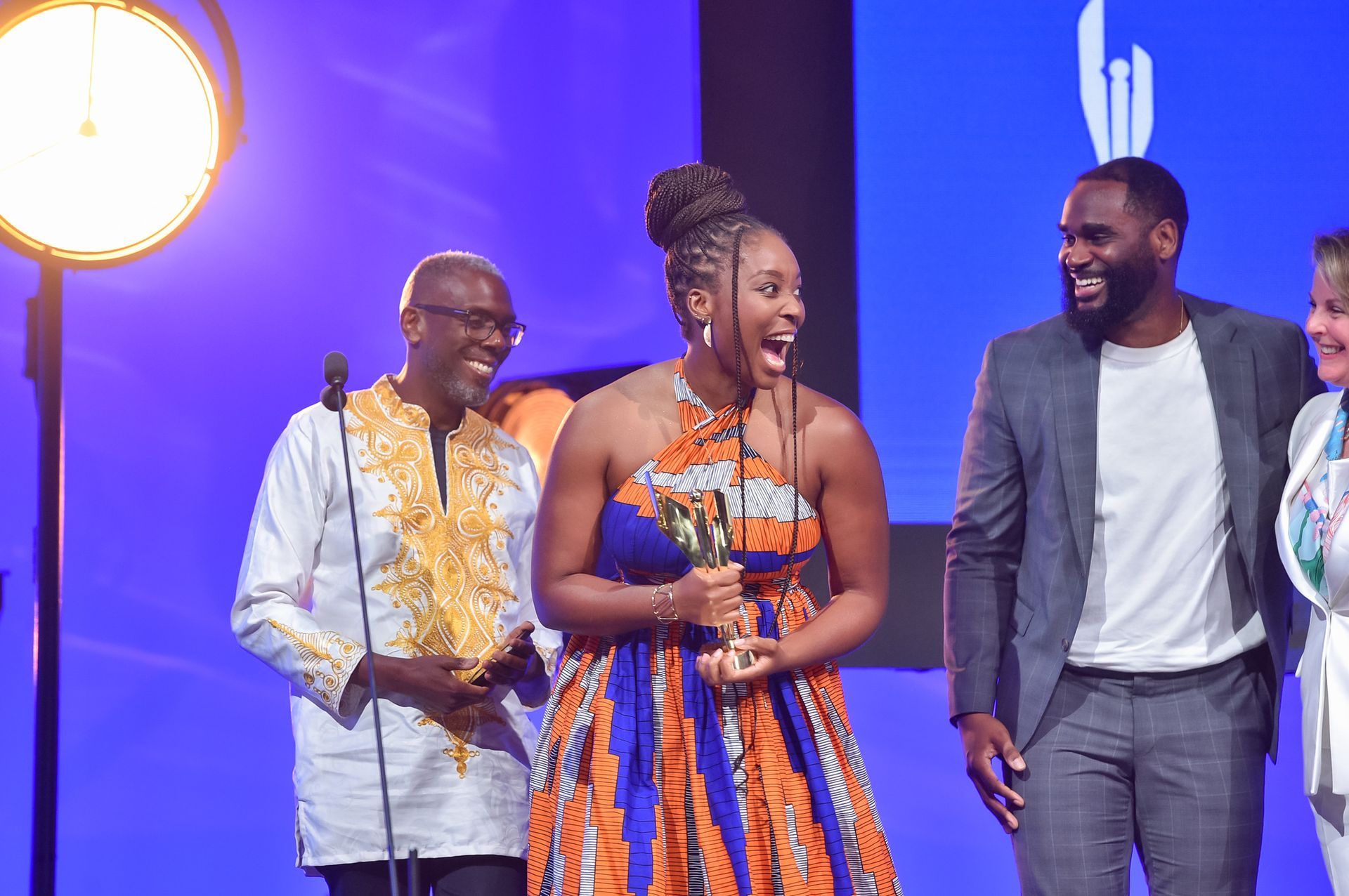 Band performing a concert at an international event