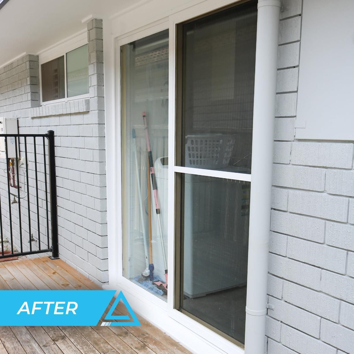 A Picture Of A House Before And After A Sliding Glass Door — APEX Painting & Maintenance In Primbee, NSW