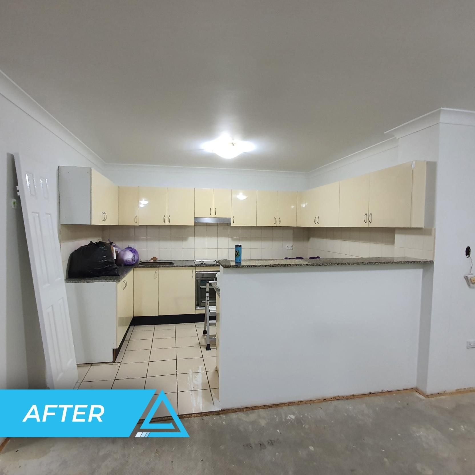 A Picture Of A Kitchen Before And After Being Remodeled — APEX Painting & Maintenance In Calderwood, NSW