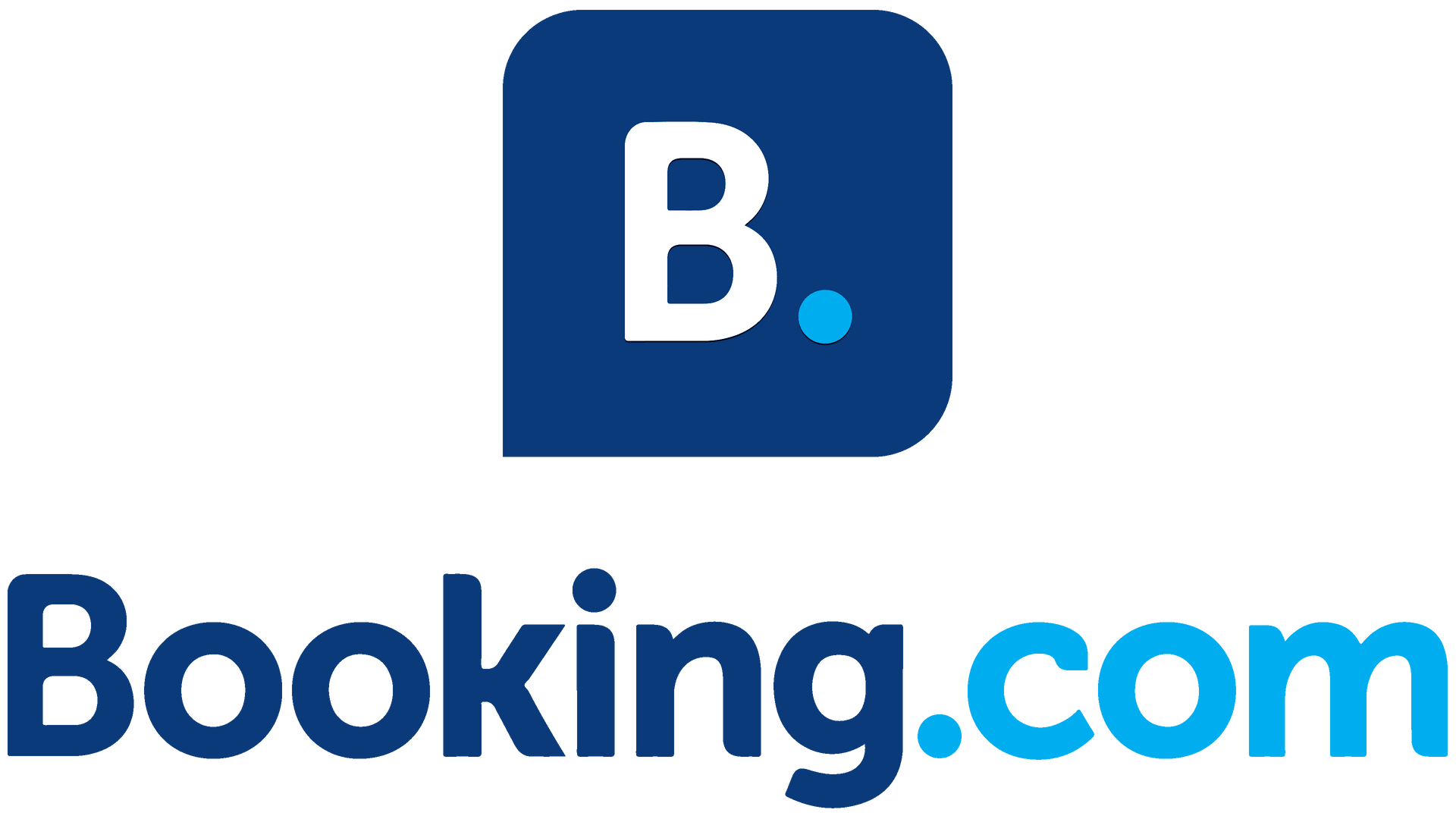 The booking.com logo is blue and white on a white background.