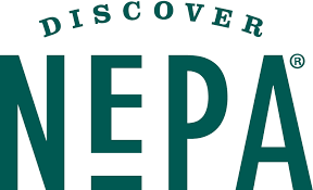 A green and white logo for discover nepa