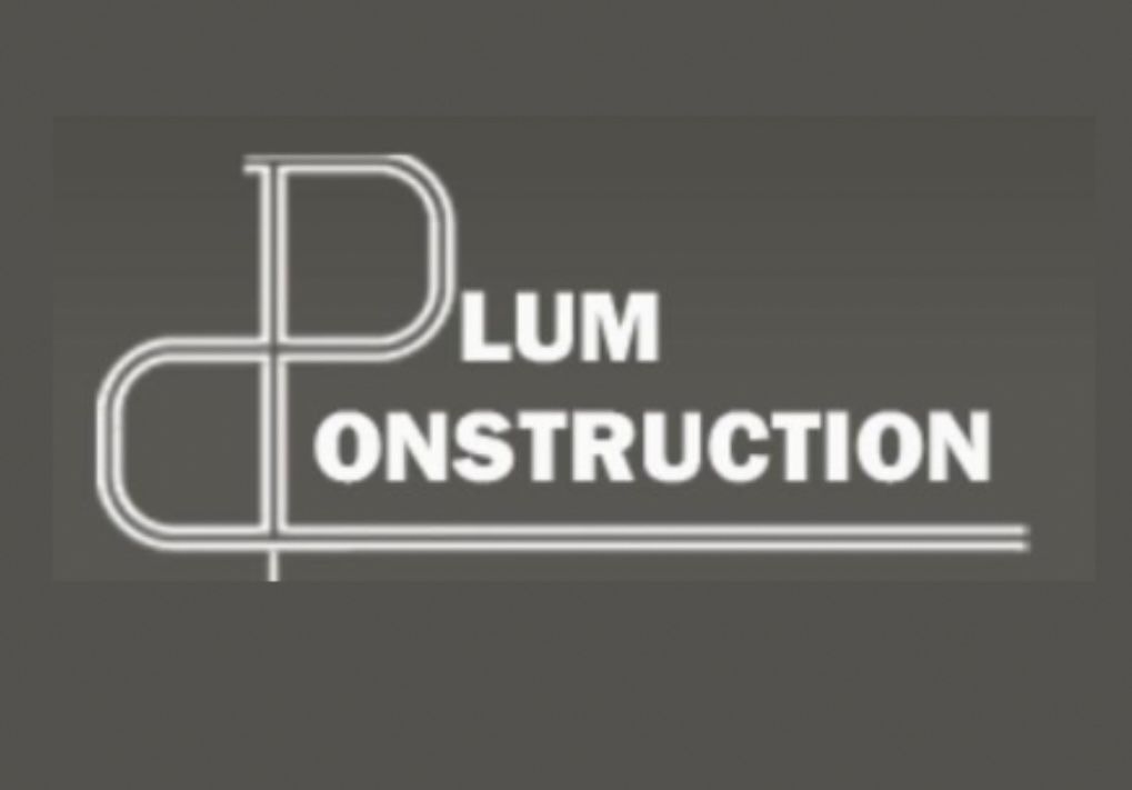 Plum construction logo on a grey background