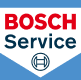 O logotipo do serviço bosch está em um fundo azul e branco.
