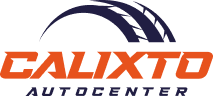 Um logotipo para o centro automotivo Calixto com um pneu nele