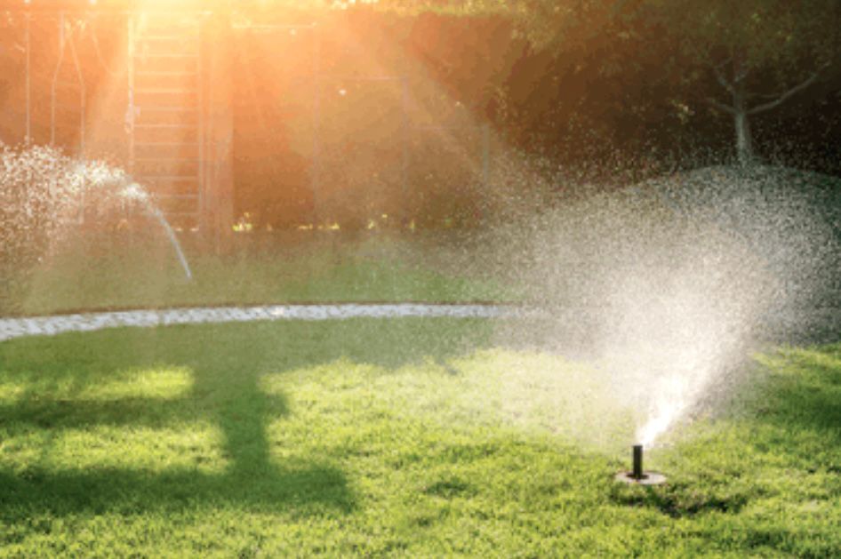 Water Sprinkler on Lawn with Radiance of Sun — Green Taskk Landscaping — Mid-West, FL