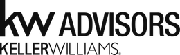 A black and white logo for keller williams real estate advisors.