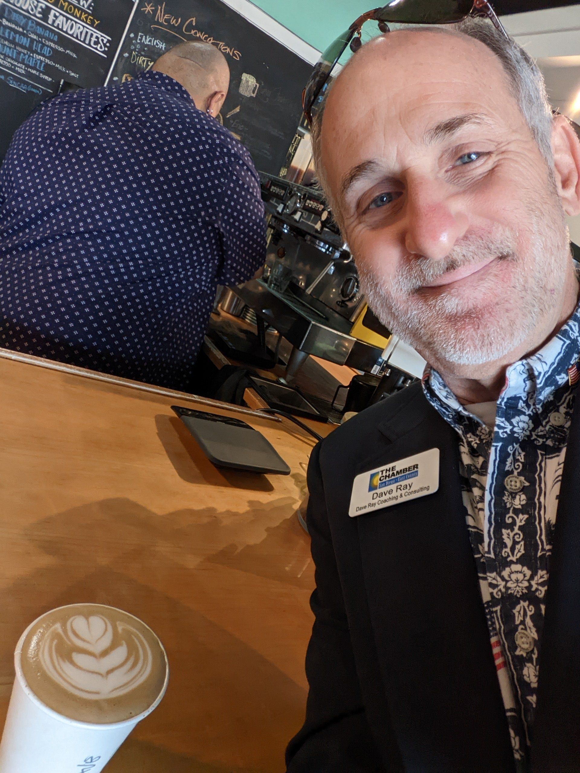 Man Smiling At Coffee Shop — San Diego, CA — Dave Ray Coaching & Consulting