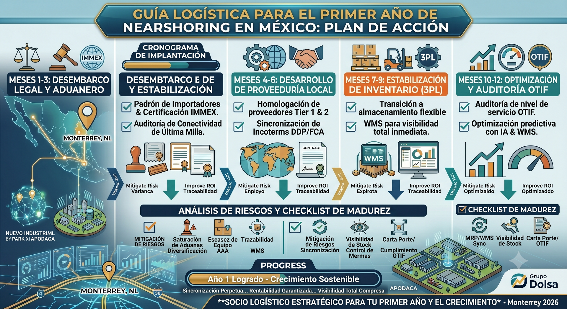 Control de inventarios en tiempo real, infografía sobre logística, primer año de nearshoring en méxico
