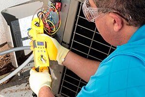 Male hispanic air-conditioning maintenance technician