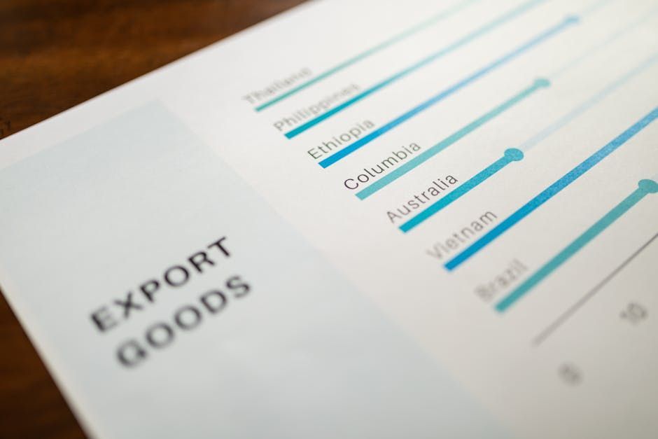 Export goods report with a blue bar chart on a white page