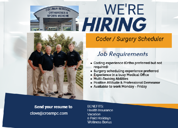 A poster for cullman regional orthopedic and sports medicine