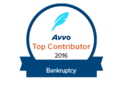 A badge that says avvo top contributor 2016 bankruptcy