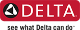 The delta logo is red and white and says `` see what delta can do ''.