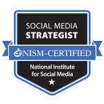 A social media strategist badge from the national institute for social media.