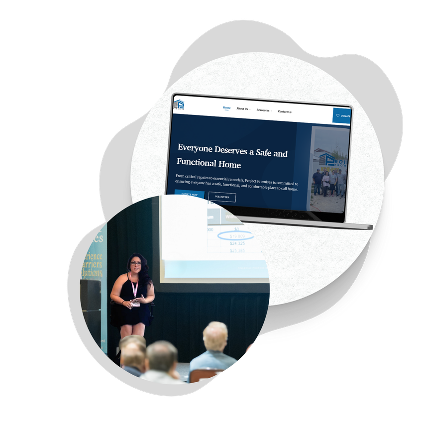 A woman is giving a presentation in front of a group of people.
