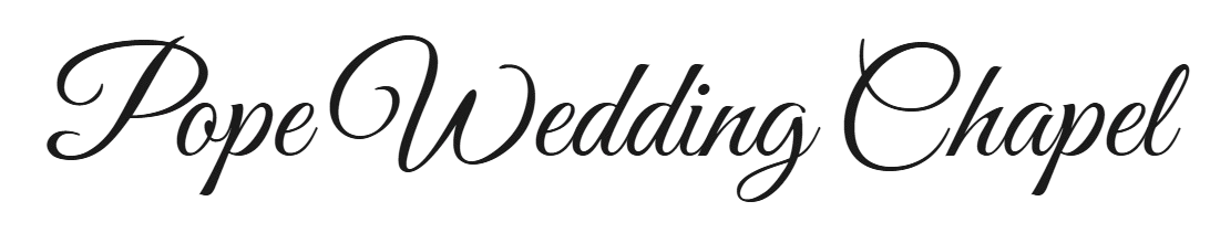 Pope Wedding Chapel logo in cursive font.
