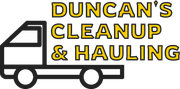 Logo: Black truck graphic with yellow text "Duncan's Cleanup & Hauling."