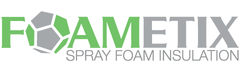 The logo for foamtix spray foam insulation is green and gray.