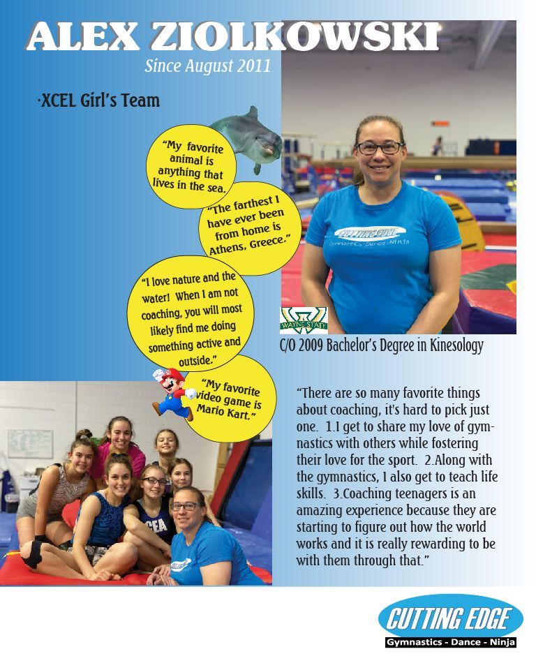 A poster for alex ziolkowski 's xcel girls team