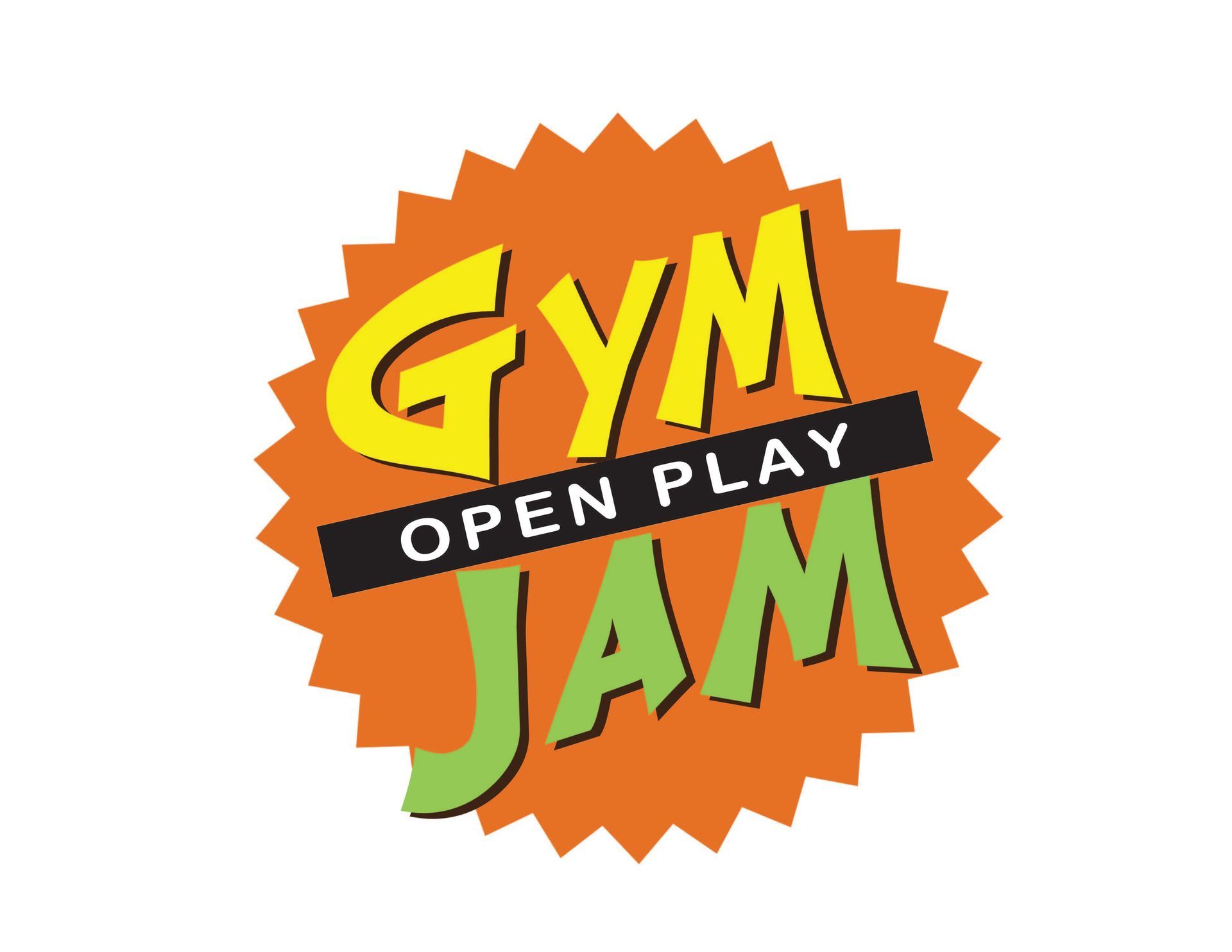 A logo for gym open play jam on a white background