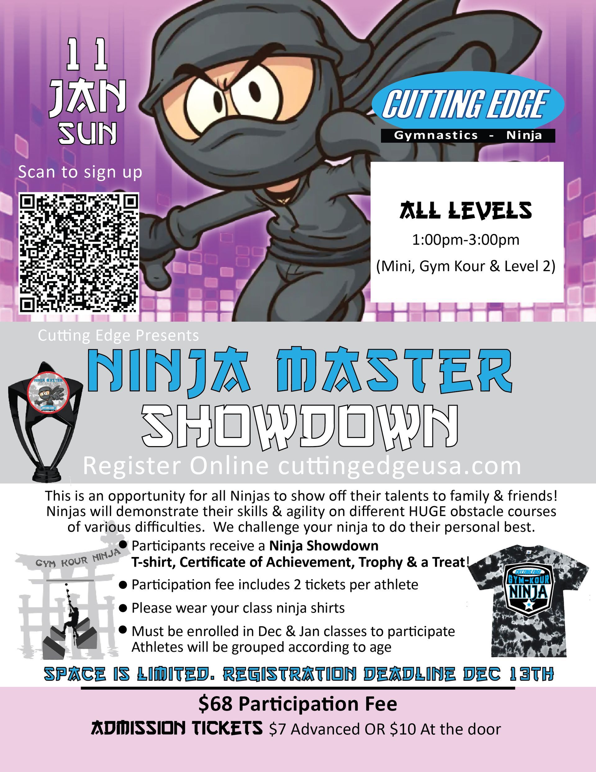An advertisement for a ninja master showdown on june 8th
