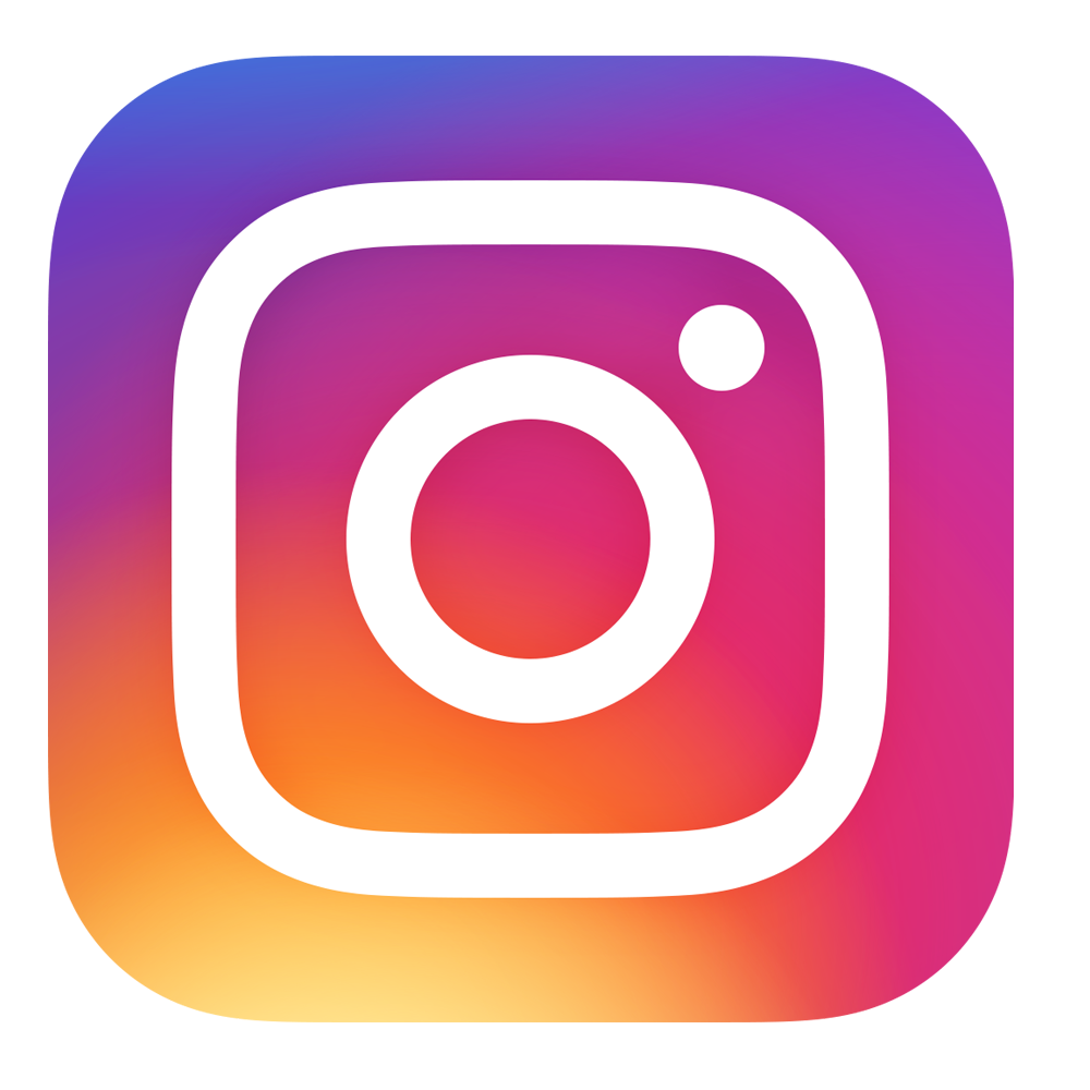 An instagram logo with a camera in the center
