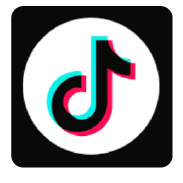 A tiktok logo in a black square on a white background.