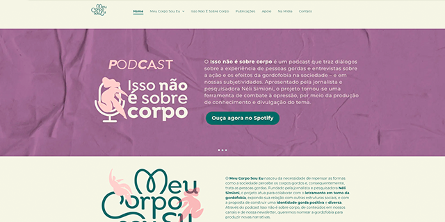 Website com um banner escrito. 