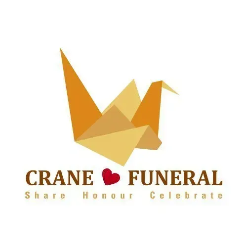 A logo for crane funeral with an origami bird