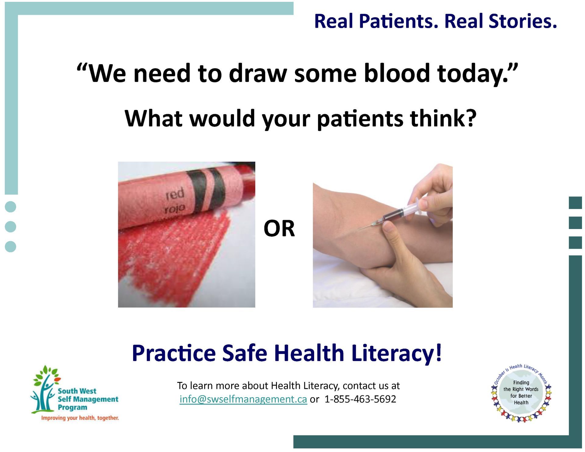 Health Literacy Poster about drawing blood