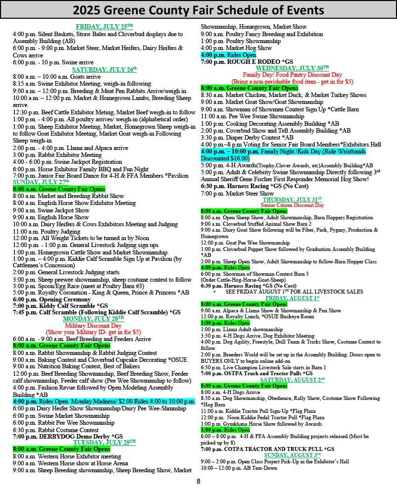 2024 Fair Schedule graphic