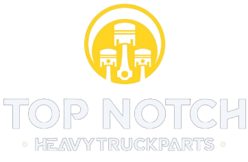 The logo for top notch heavy truck parts is yellow and white.