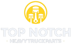 The logo for top notch heavy truck parts is yellow and white.