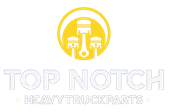 The logo for top notch heavy truck parts is yellow and white.