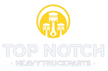 The logo for top notch heavy truck parts is yellow and white.