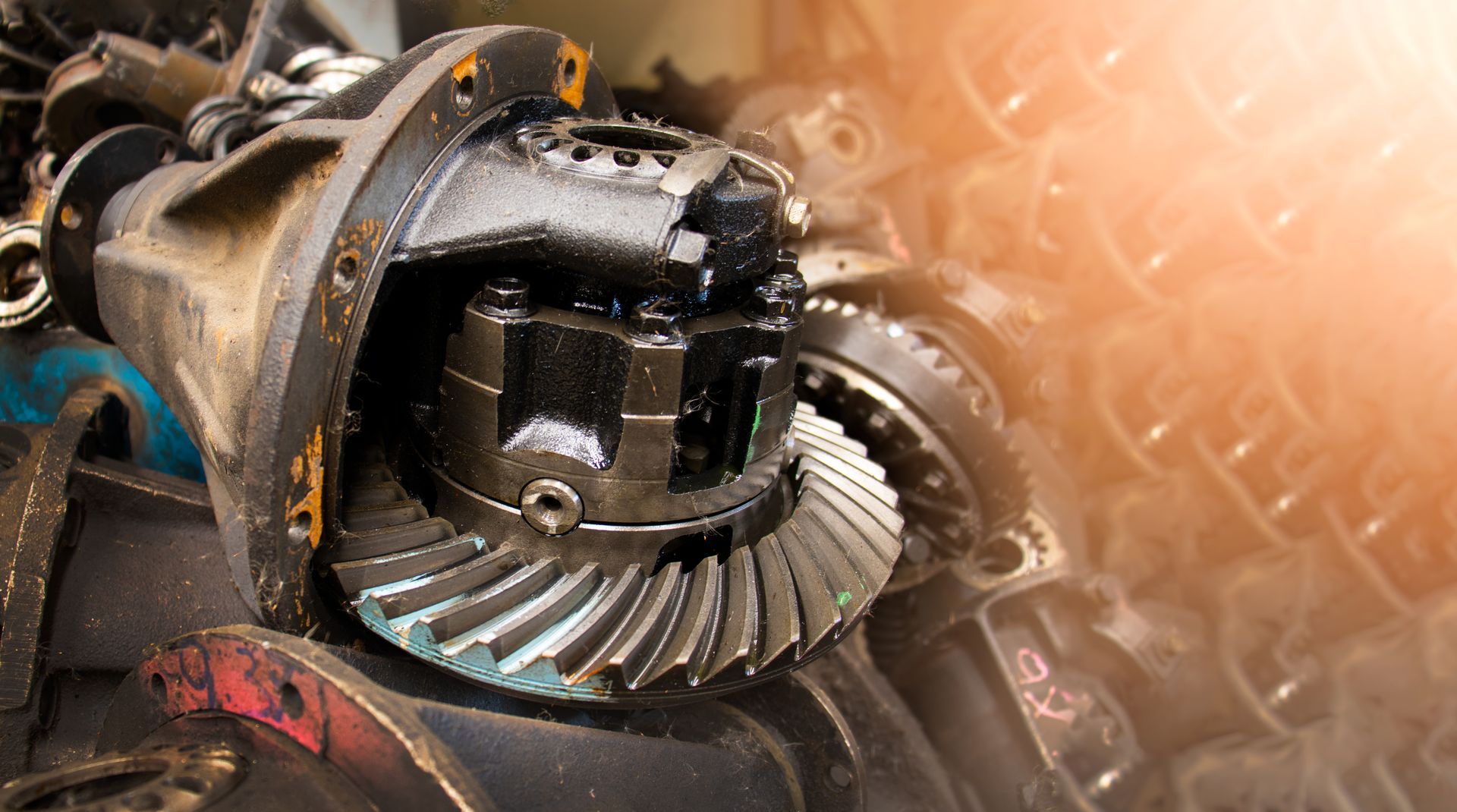 A close up of a gearbox on a car.