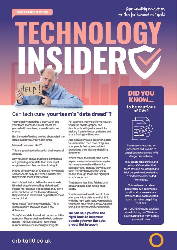 Front cover of the Orbital10  September 2025 Technology Insider newsletter