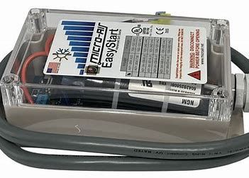 Micro-Air EasyStart device in a clear enclosure with wiring and a gray cable.