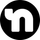 A white letter n is in a black circle.
