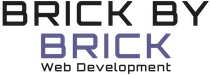 Logo for Brick by Brick Web Development. Text is black and purple, on a white background.