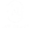 White emblem with a central shape resembling a pillar, text on top and bottom.