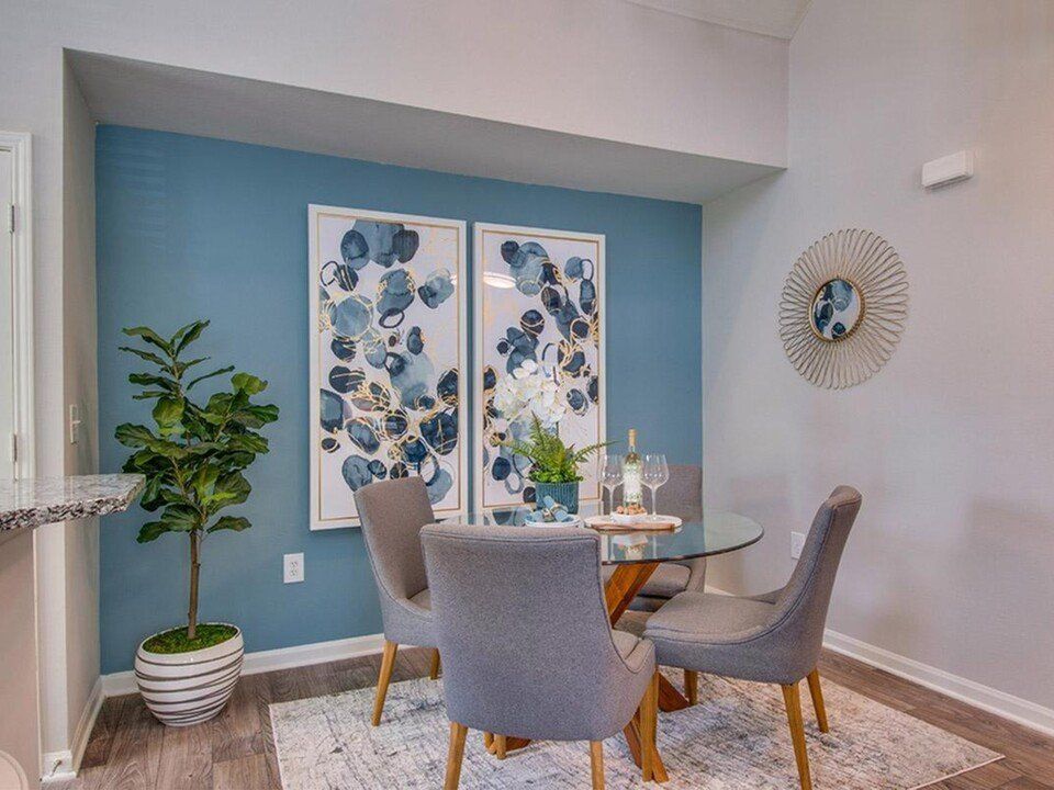 Modern Dining Room with Glass Table and 4 Chairs | Scout Landing