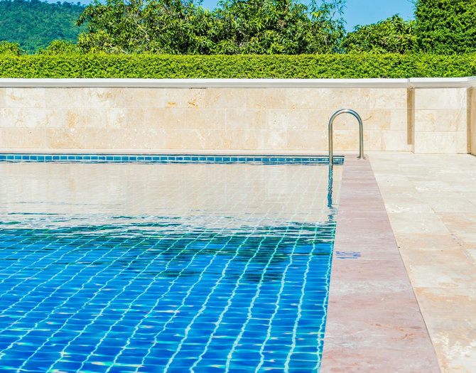 a pool with clean surroundings