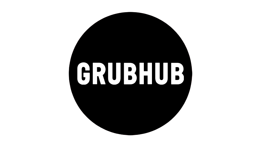 Grubhub logo: white text on a black circle.