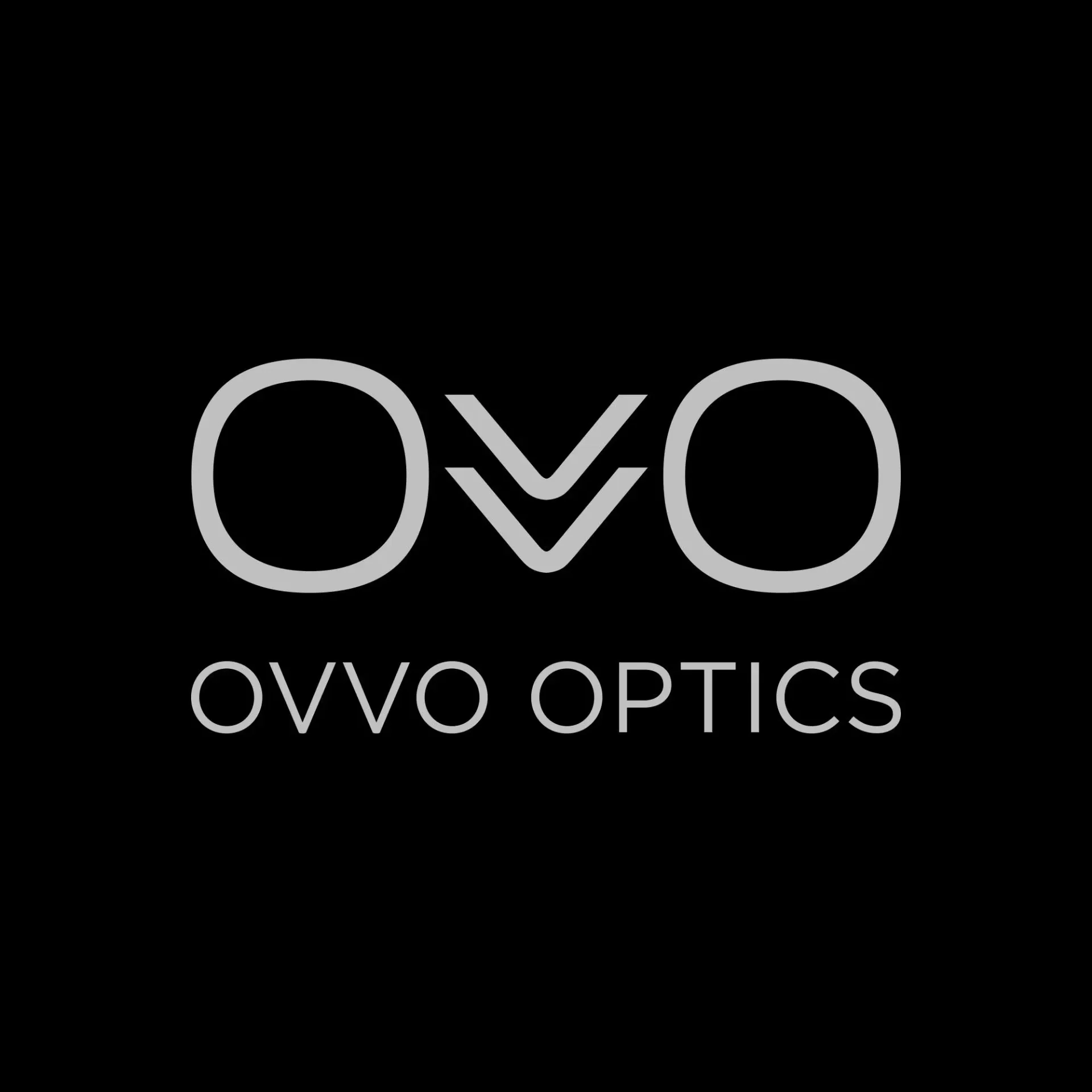 OVVO Optics logo in white on a black background