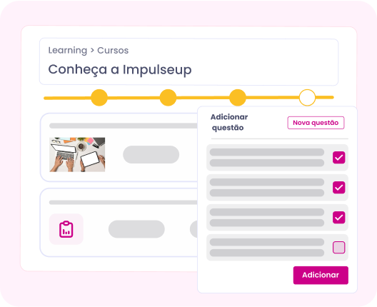 Captura de tela da interface de um curso com um questionário. Um formulário de perguntas e respostas é exibido.