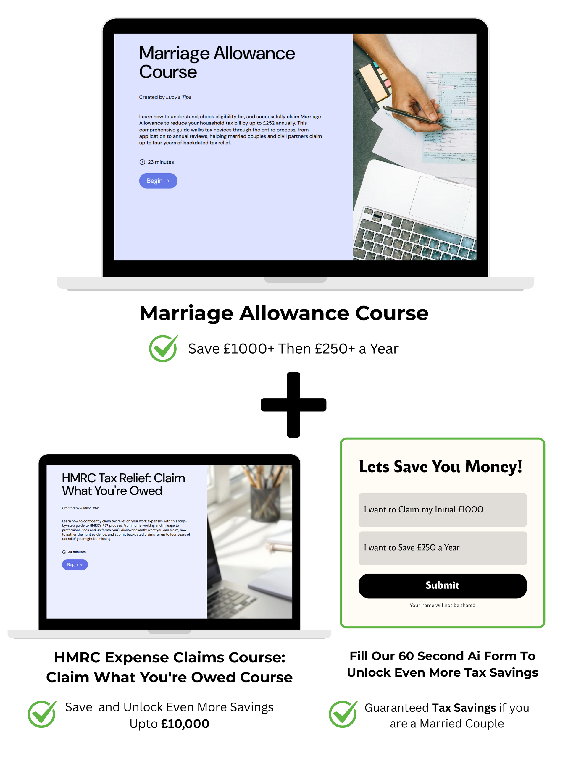 Marriage Allowance Course & Expense Claims Course + Online Ai Form Bundle  for Massive Savings and Compensation.