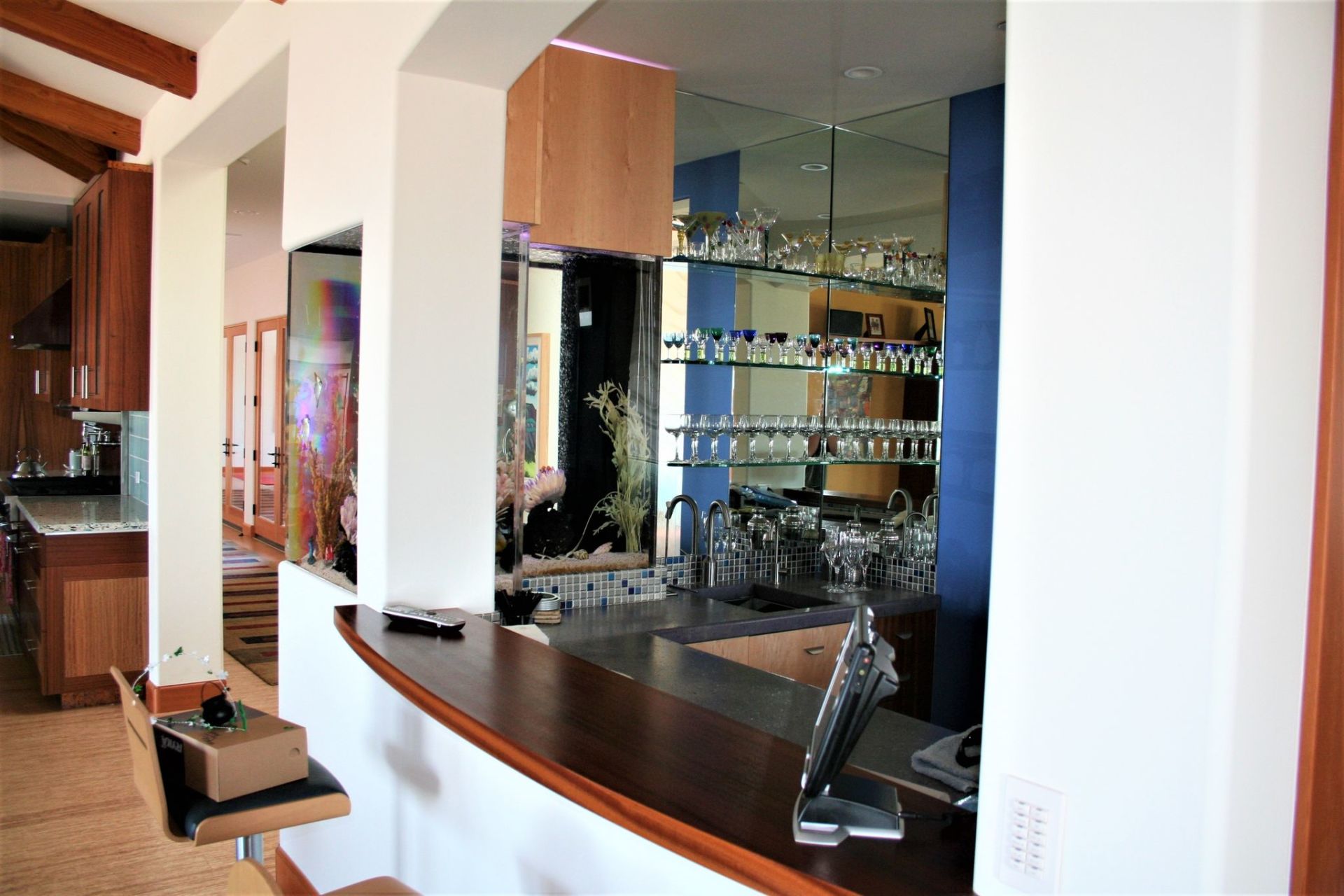 140 Gallon Saltwater Thru-Wall Ell-Shape Custom (back) — Carlsbad, CA — Aquaman Aquarium Services